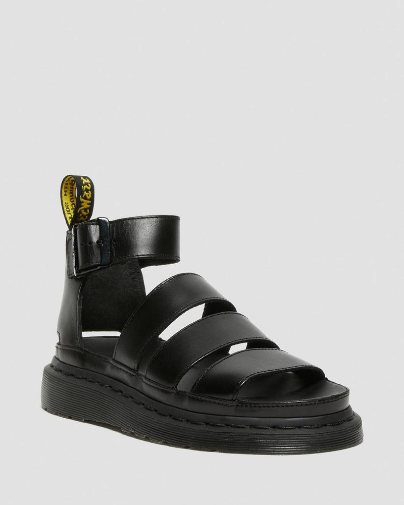 Dr Martens Clarissa II Leren Gladiator Sandalen Dames Zwart | NL 492GSO